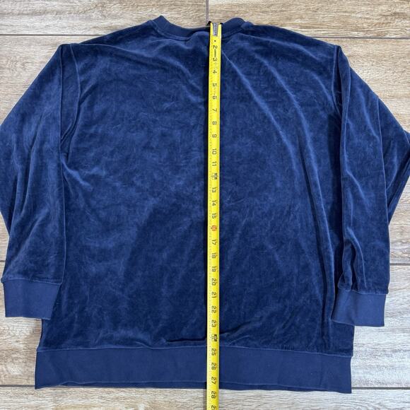 Adidas Originals Trefoil Velour Sweatshirt Blue Women’s 1x - Picture 5 of 8